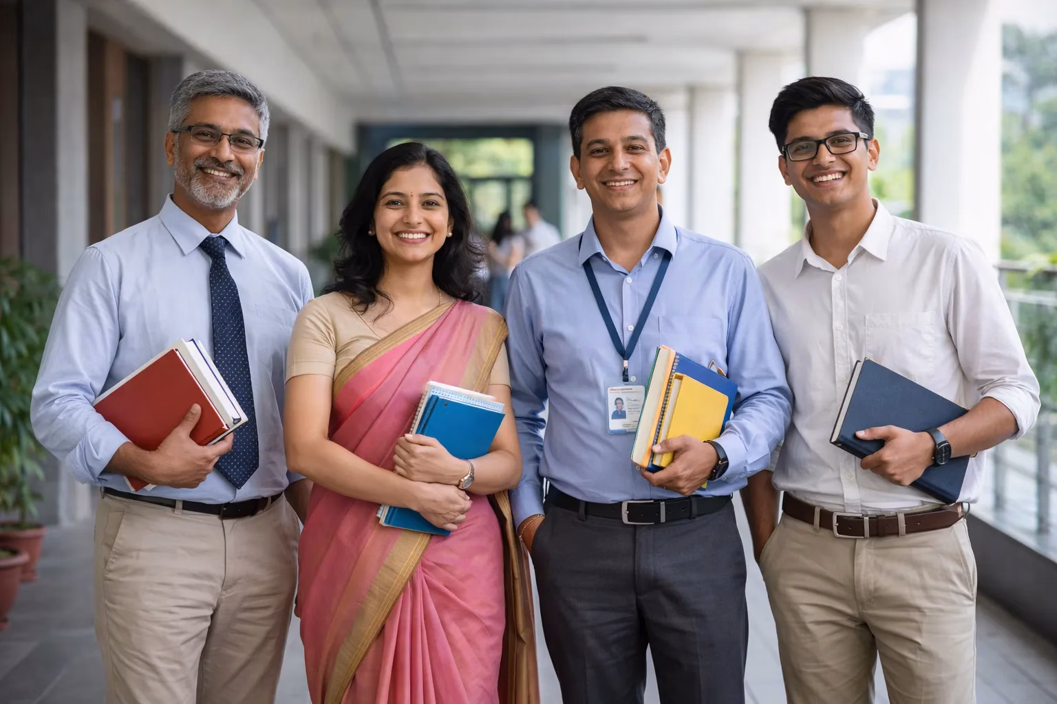 Group of professionals holding books